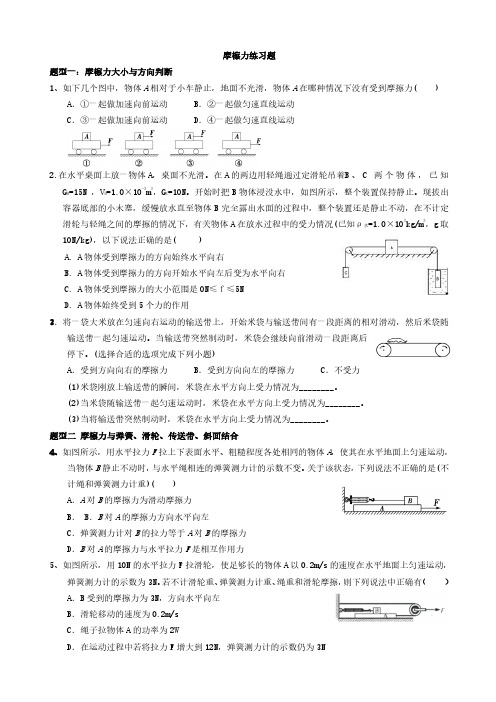 摩擦力知识总结题目