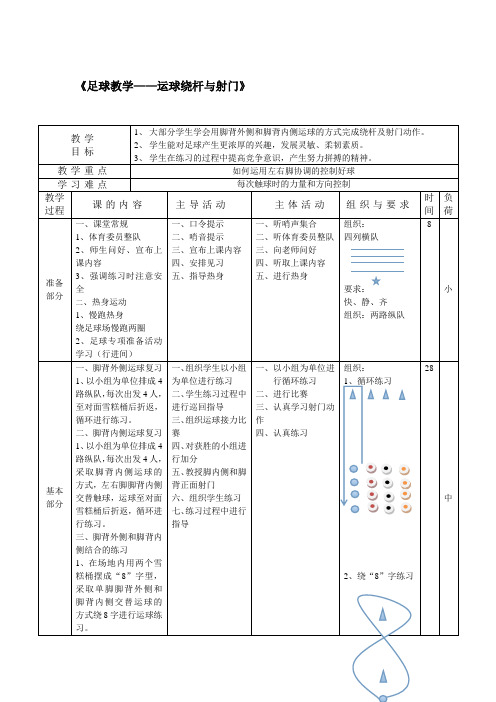 六年级下册体育教案 《足球》5——运球绕杆与射门 全国能用
