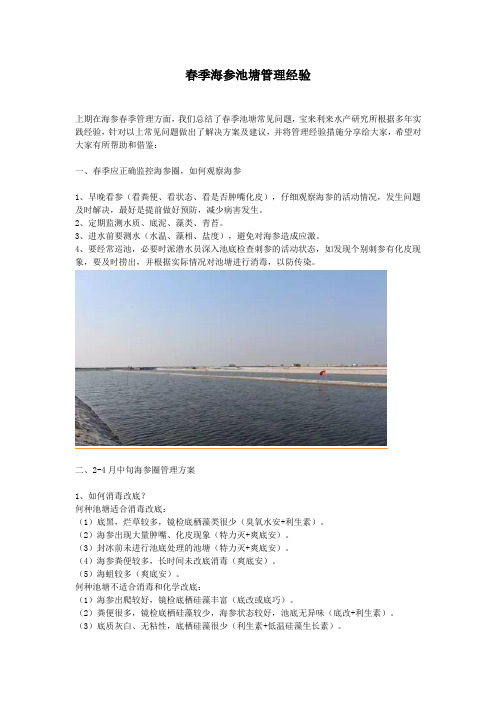春季海参池塘管理经验