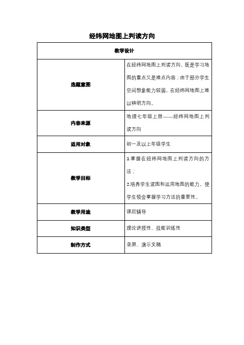 经纬网地图上判读方向第一八版