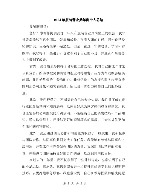 2024年服装营业员年度个人总结