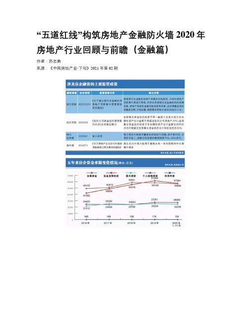 “五道红线”构筑房地产金融防火墙 2020年房地产行业回顾与前瞻(