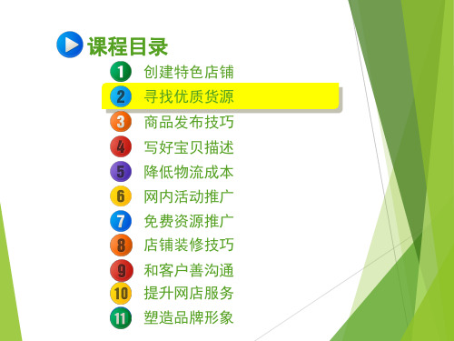 淘宝网店第2章课件——寻找优质货源