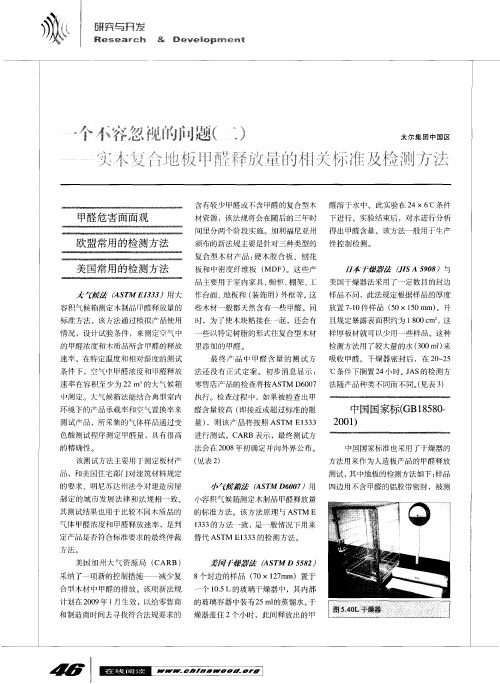 一个不容忽视的问题(二)——实木复合地板甲醛释放量的相关标准及检测方法
