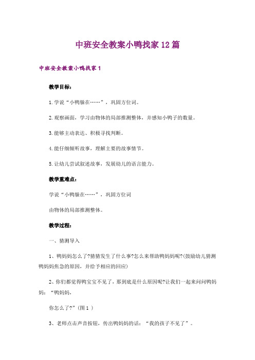 中班安全教案小鸭找家12篇