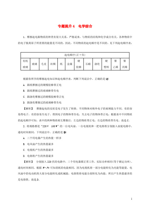 浙江省中考科学 专题提升4 电学综合(含解析)