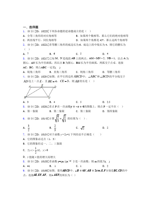 西安初中数学八年级下期末经典测试(含答案解析)