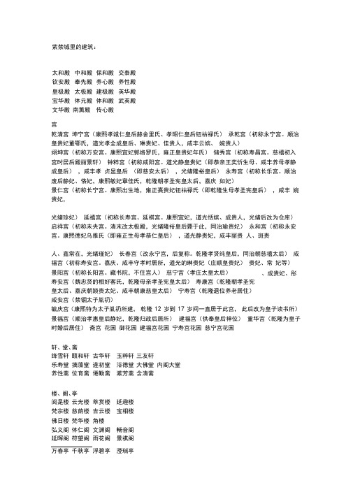 古代宫殿名称汇总