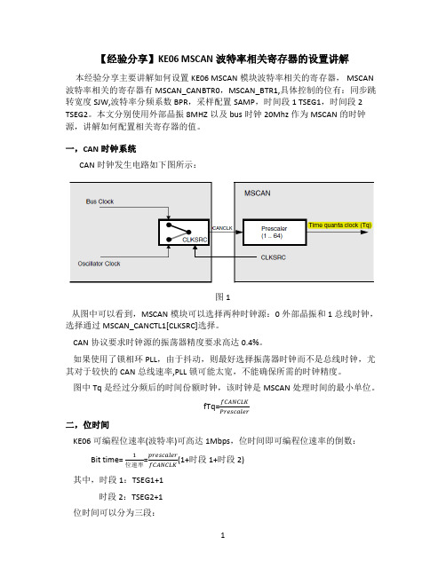 【经验分享】KE06 MSCAN波特率相关寄存器的设置讲解