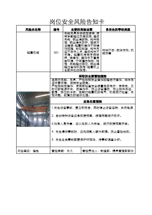 风险告知卡(行车)