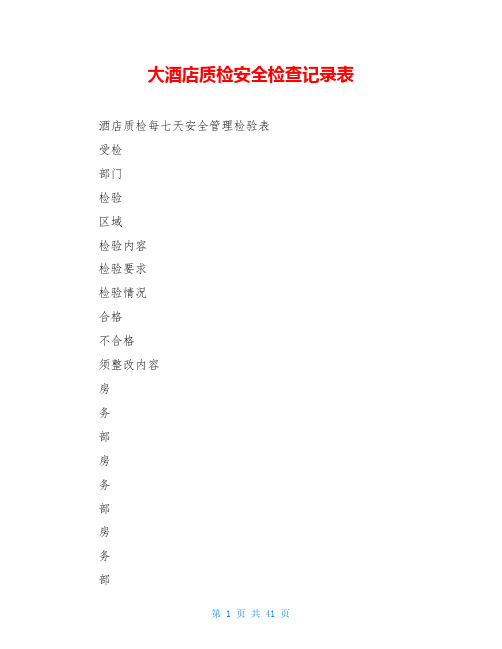 大酒店质检安全检查记录表