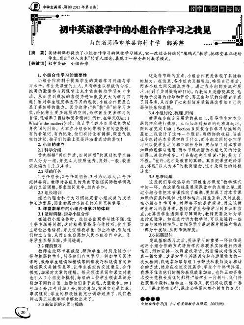 初中英语教学中的小组合作学习之我见
