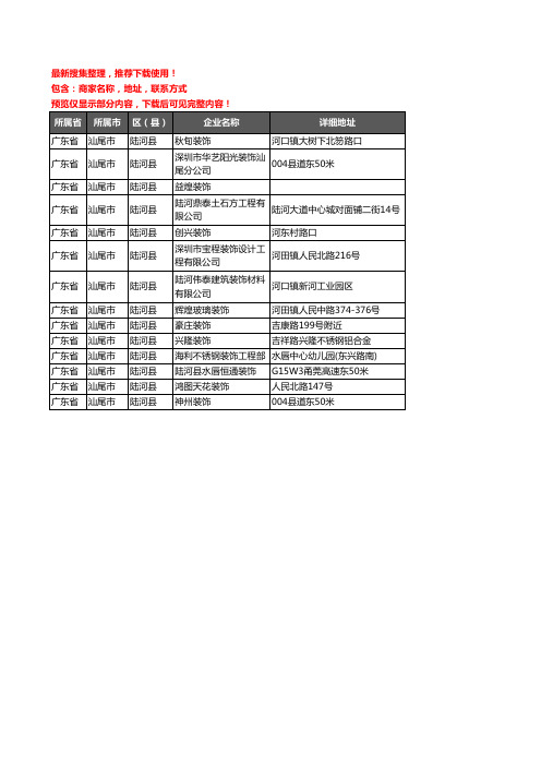 新版广东省汕尾市陆河县装修公司企业公司商家户名录单联系方式地址大全14家