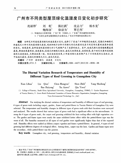 广州市不同类型屋顶绿化温湿度日变化初步研究