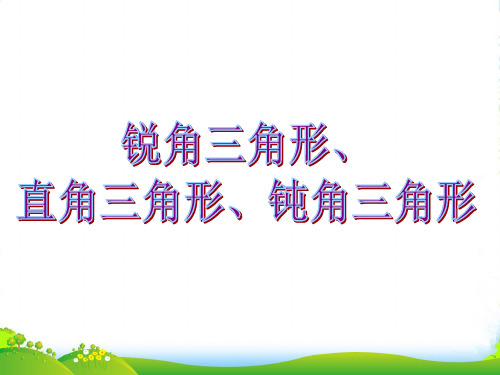 沪教版二年级数学下册《锐角三角形、直角三角形、钝角三角形》优质公开课课件