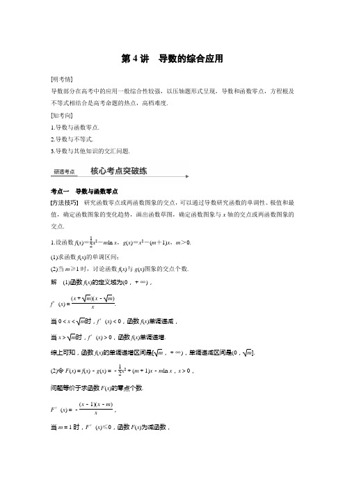 2018届高考数学(全国通用)二轮复习压轴大题精品讲义 第4讲 导数的综合应用