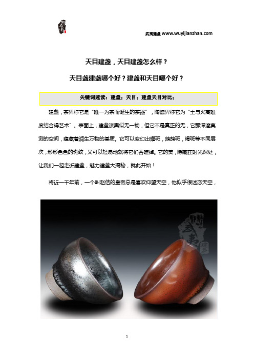 天目建盏,天目建盏怎么样？天目盏建盏哪个好？建盏和天目哪个好？