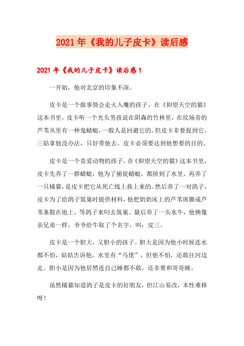 2021年《我的儿子皮卡》读后感