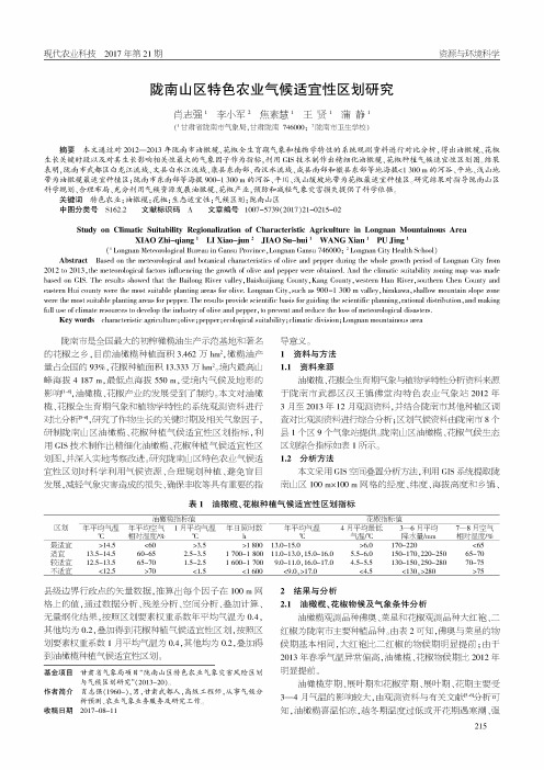 陇南山区特色农业气候适宜性区划研究