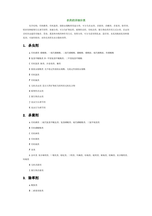 农药的详细分类