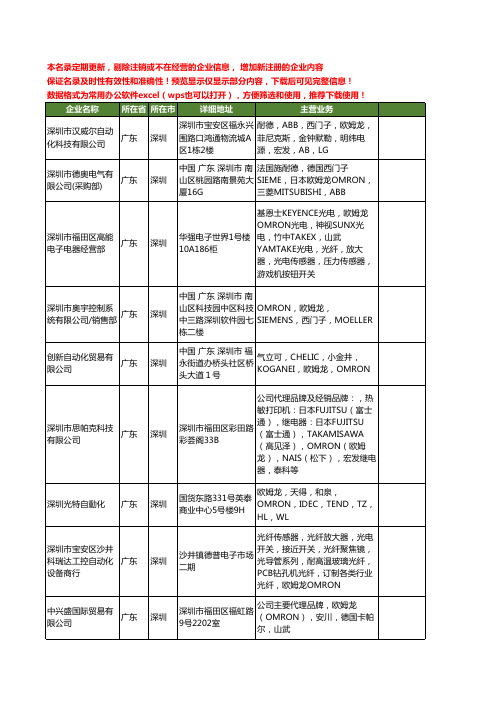 新版广东省深圳欧姆龙OMRON工商企业公司商家名录名单联系方式大全65家