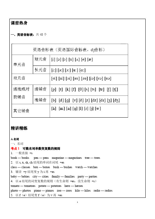 名词冠词和代词
