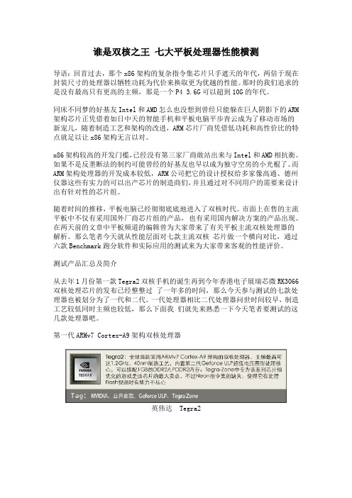 谁是双核之王 七大平板处理器性能横测
