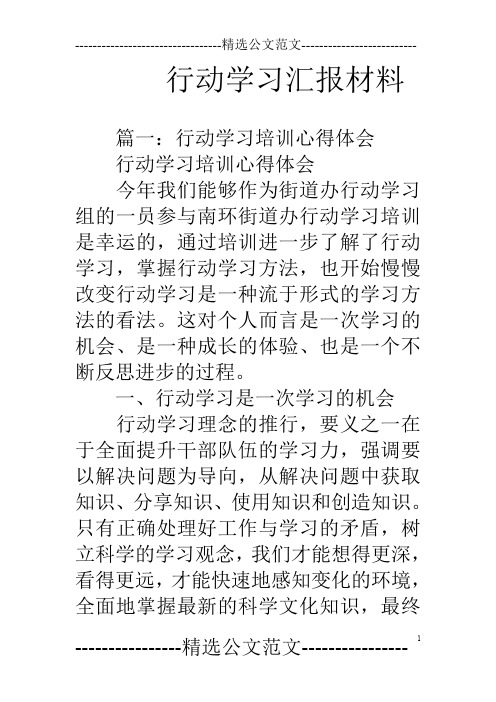 行动学习汇报材料