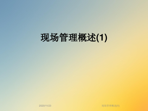 现场管理概述(1)