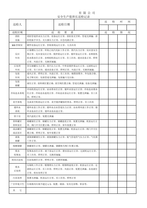 值班长巡检记录