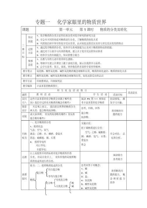 《丰富多彩的化学物质》教案(苏教版必修1)