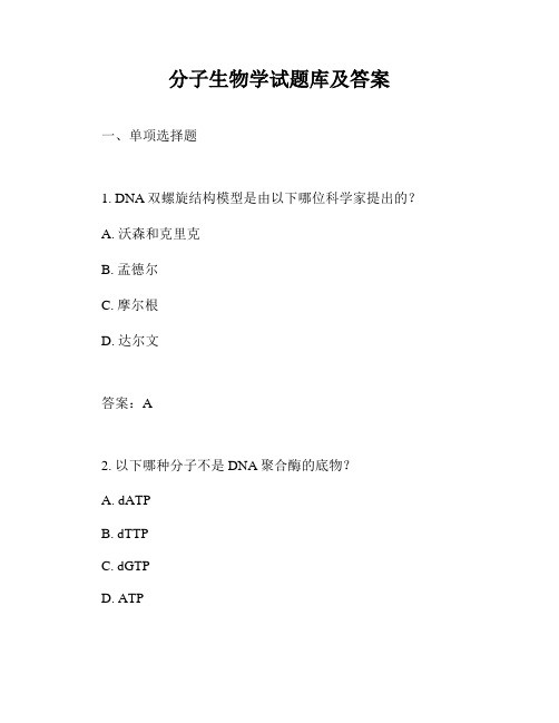 分子生物学试题库及答案