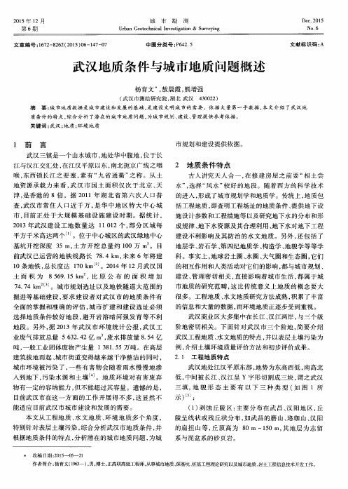 武汉地质条件与城市地质问题概述