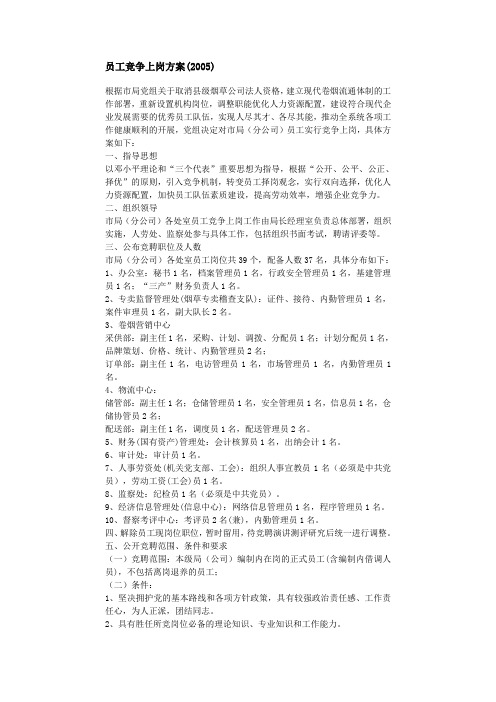 员工竞争上岗方案