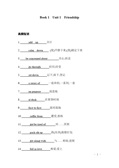 高中英语人教版必修1到选修8高频短语总结(全)