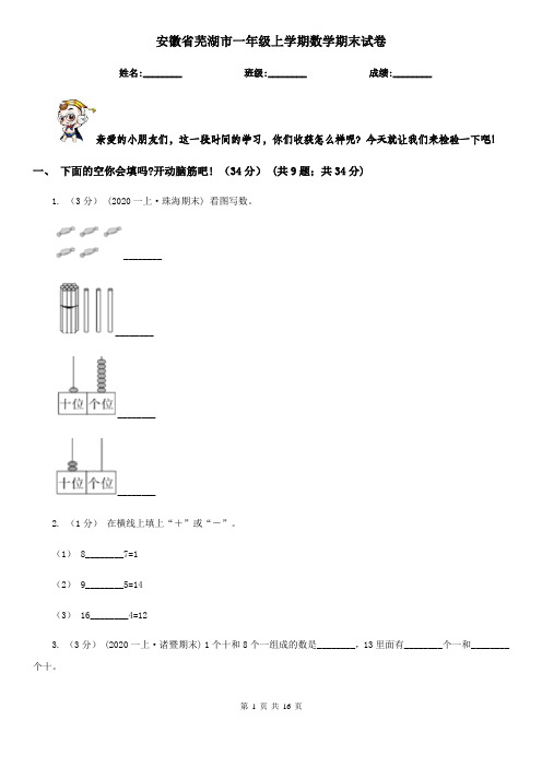 安徽省芜湖市一年级 上学期数学期末试卷