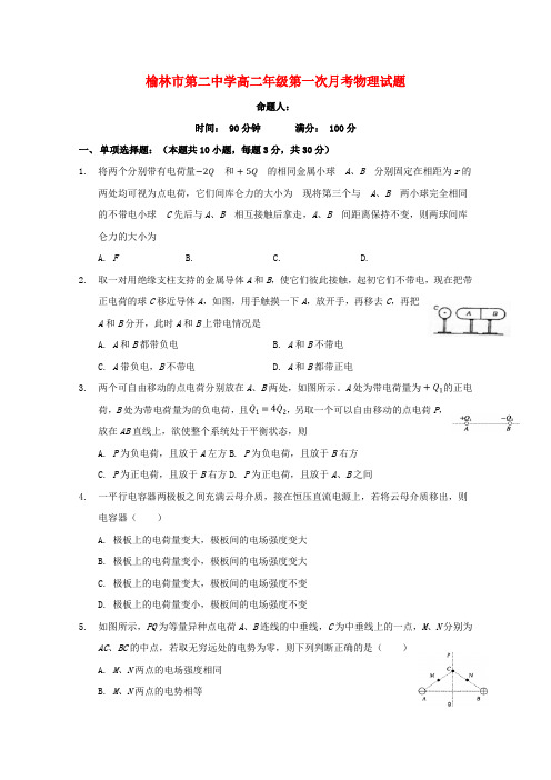 2018_2019学年高二物理上学期第一次月考试题