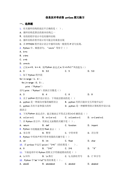 信息技术考试卷 python图文练习