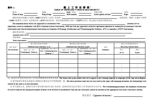海船工作时间表及休息记录表