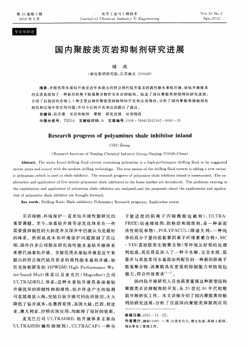 国内聚胺类页岩抑制剂研究进展