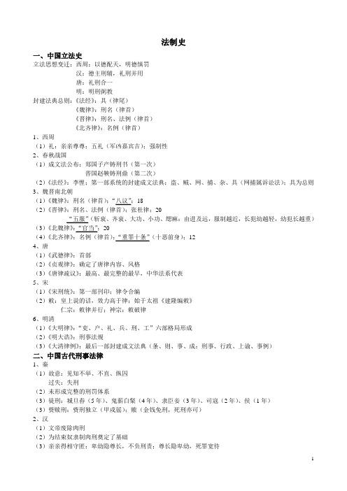 司法考试法制史笔记资料