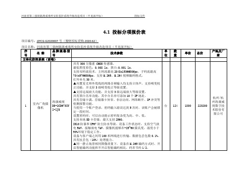 4.1投标分项报价表