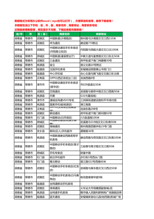 2020新版湖南省常德市手机店工商企业公司商家名录名单联系电话号码地址大全1018家