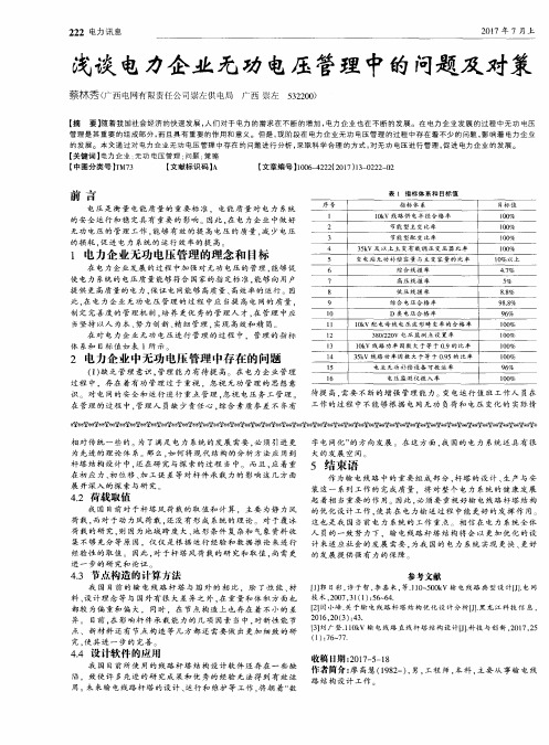 浅谈电力企业无功电压管理中的问题及对策