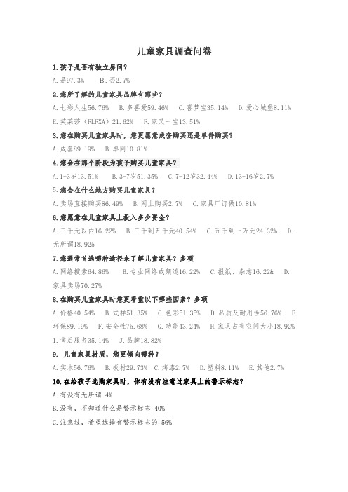 儿童家具调查问卷
