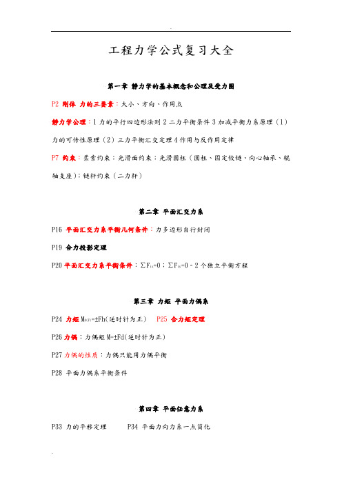 工程力学公式复习大全