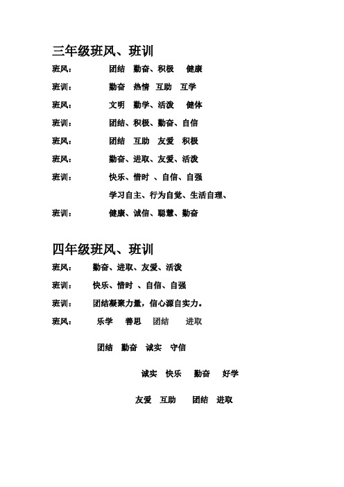 三、四年级班风班训、名言警句