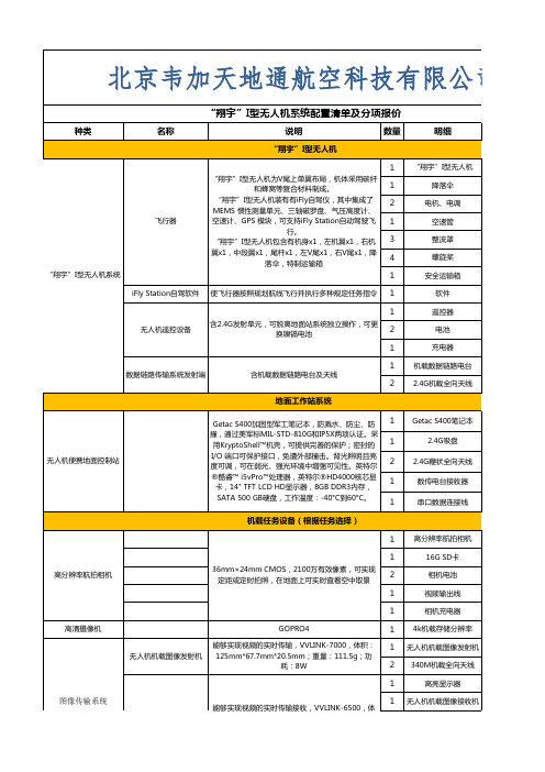 “翔宇”I型无人机系统配置清单及报价