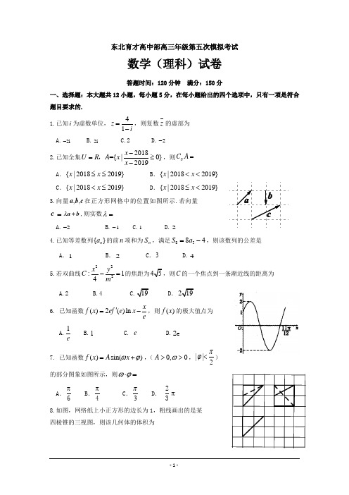 辽宁省沈阳市东北育才学校高三第五次模拟数学(理)---精校Word版含答案