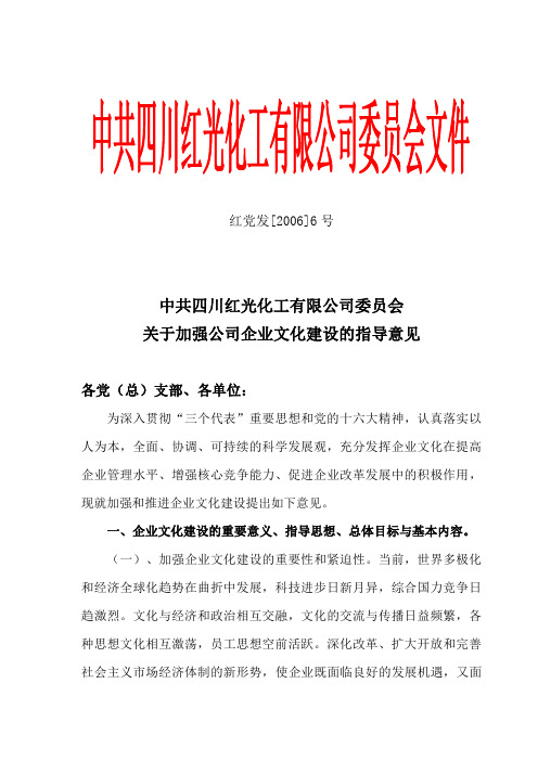 公司企业文化建设的指导意见